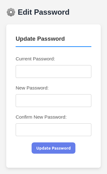 Form to change the user's current password