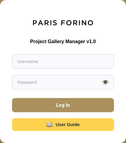 Project Gallery Manager Login screen